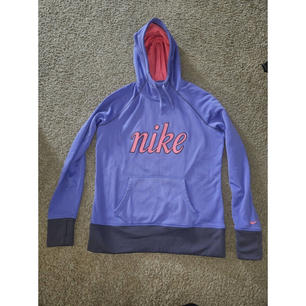 Nike Women's All Time Fleece Script Hoodie Sweatshirt Therma-Fit Large